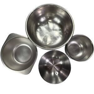 Stainless Steel Kitchen Bowls Mismatched Set of Three and 1 Double Boiler Insert